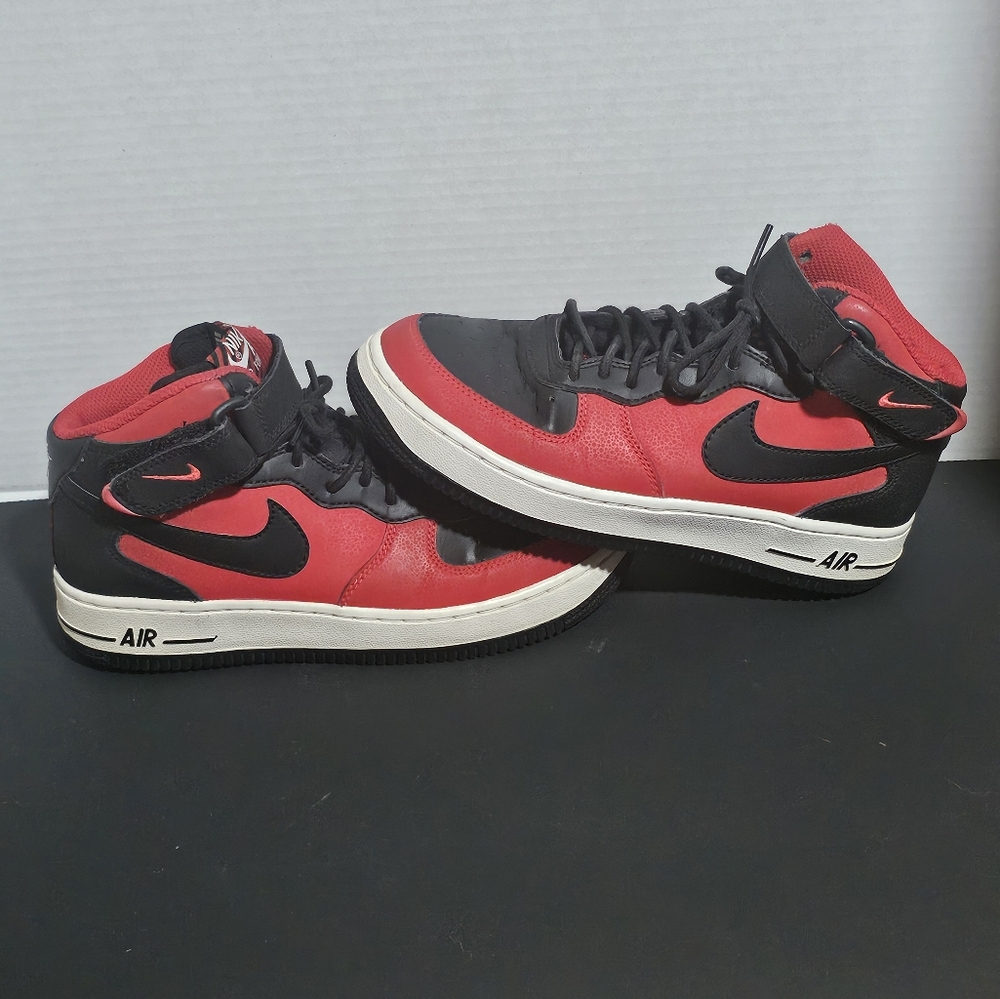 Kids Nike Air Force 1s Red And Black High Tops
